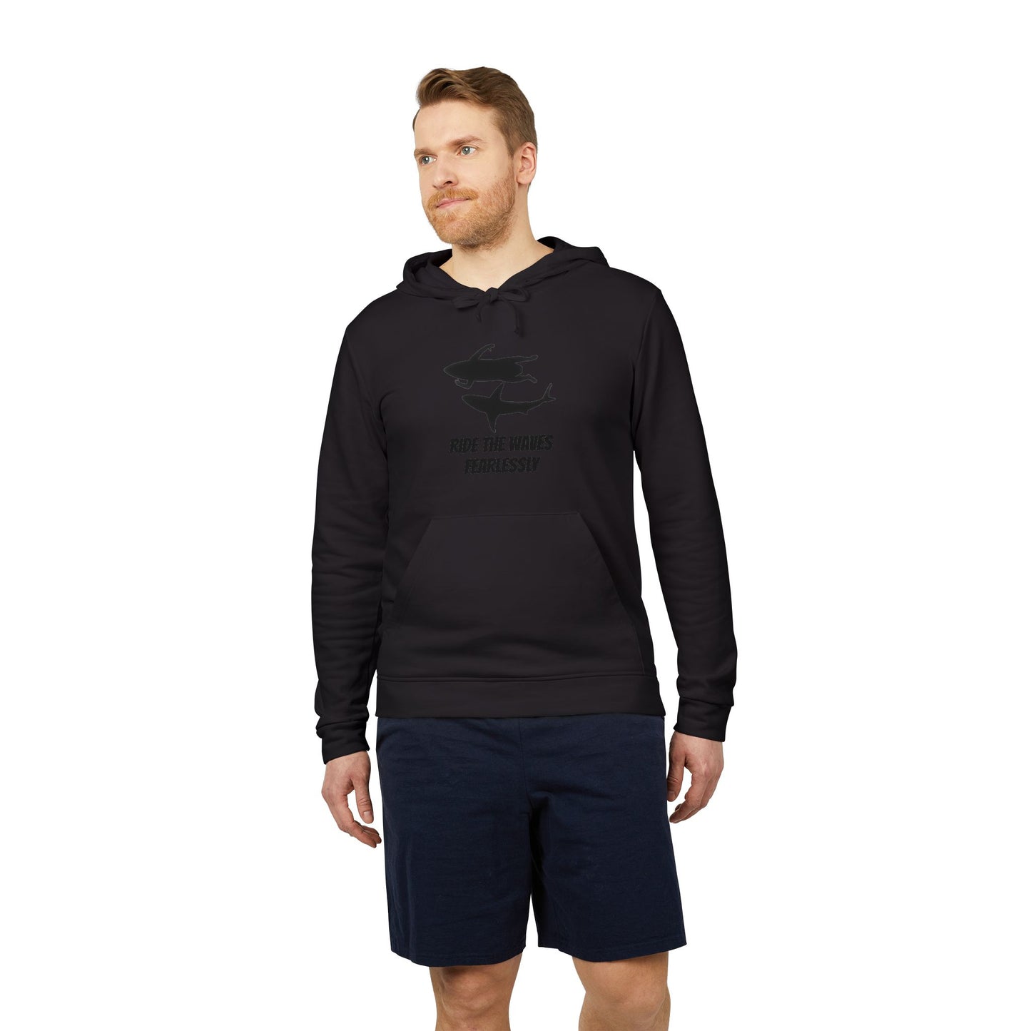 adidas® Unisex Fleece Hoodie Ride the Waves Fearlessly — by Mariu del Campo