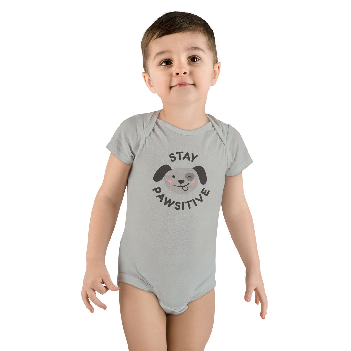 Baby Bodysuit Unisex Short Sleeve Stay Pawsitive — by Mariu del Campo