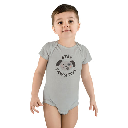 Baby Bodysuit Unisex Short Sleeve Stay Pawsitive — by Mariu del Campo