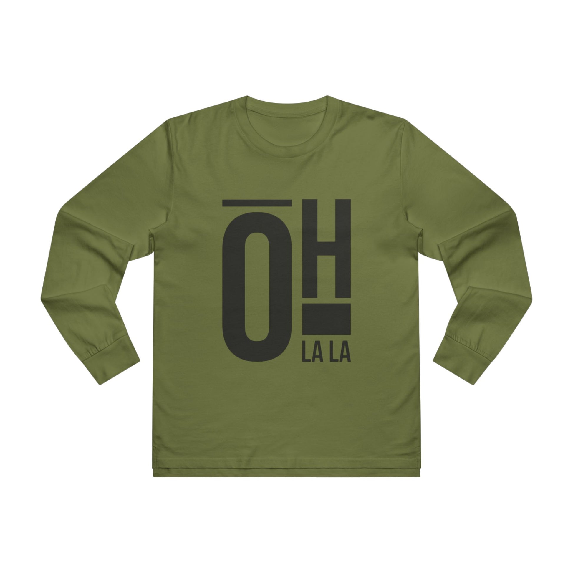 T-Shirt Men's Long Sleeve Oh La La by Mariu del Campo — front view black