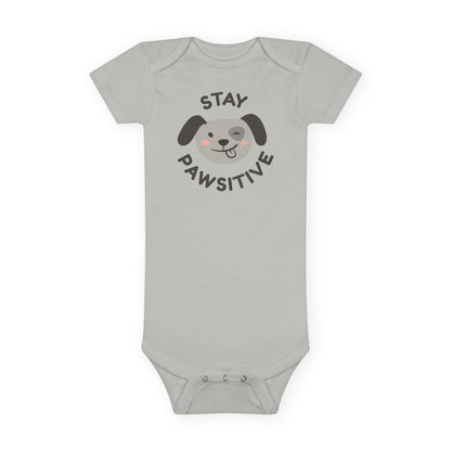 Baby Bodysuit Unisex Short Sleeve Stay Pawsitive — by Mariu del Campo