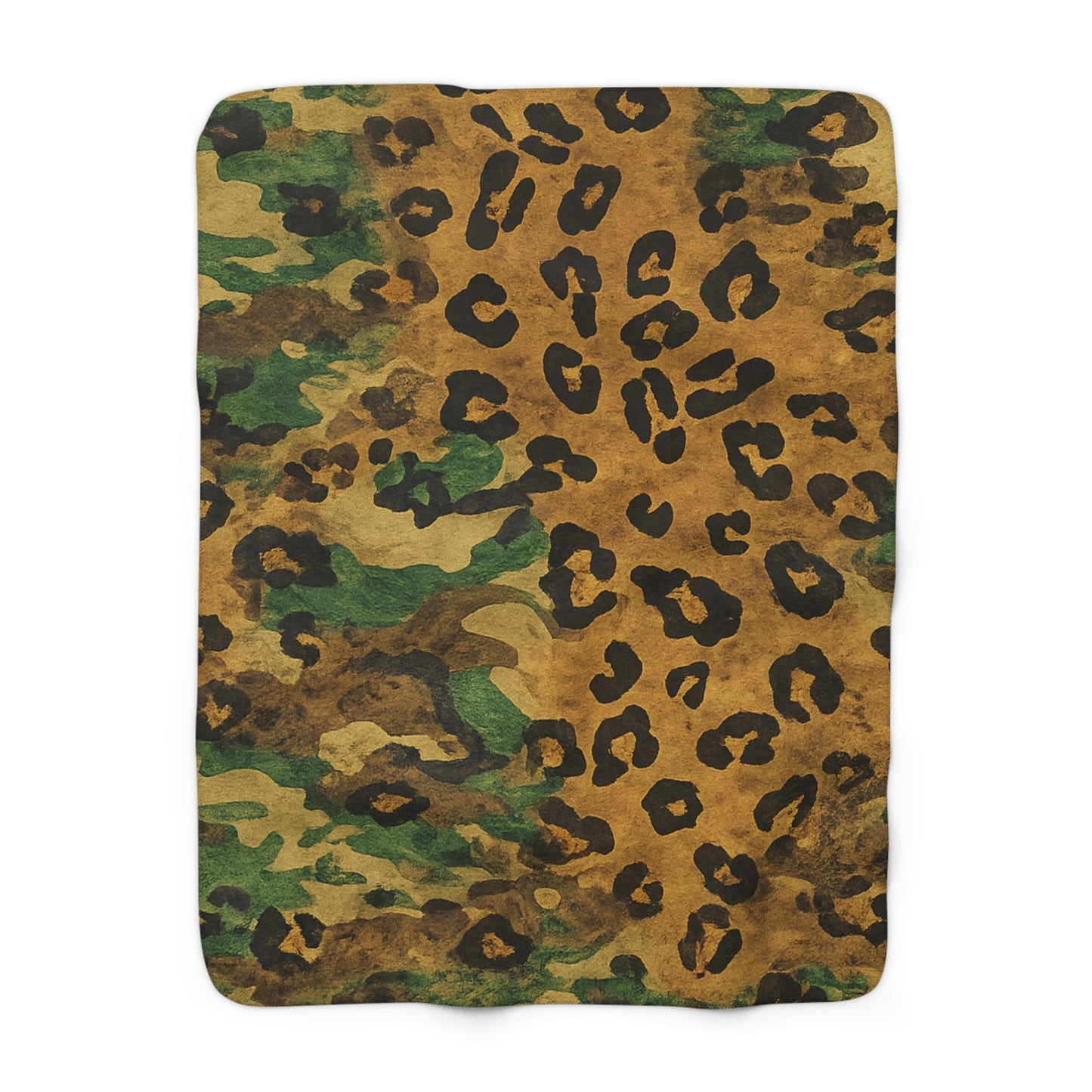 Sherpa Blanket Camo Leopard Fleece Throw by Mariu del Campo — 30x40 flat lay