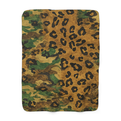 Sherpa Blanket Camo Leopard Fleece Throw by Mariu del Campo — 30x40 flat lay