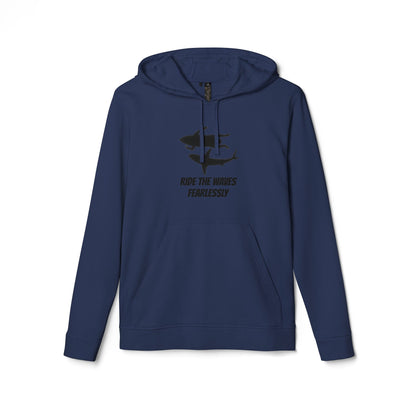 adidas® Unisex Fleece Hoodie Ride the Waves Fearlessly — by Mariu del Campo