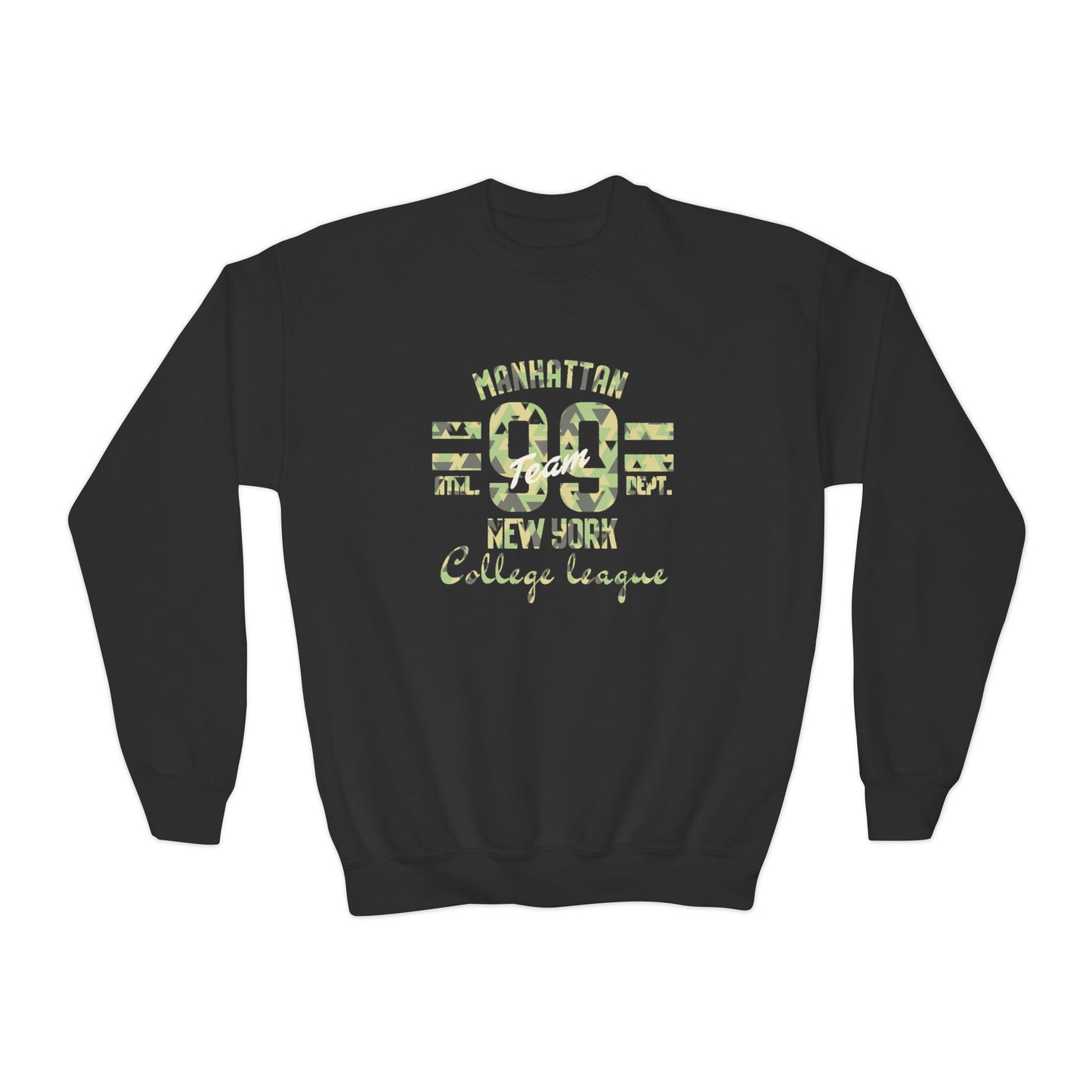 Sweatshirt Youth Crewneck Manhattan by Mariu del Campo — navy option front view