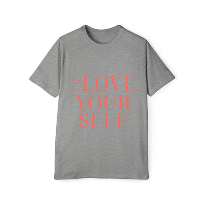 T-Shirt #LoveYourSelf Men's Raglan by Mariu del Campo.