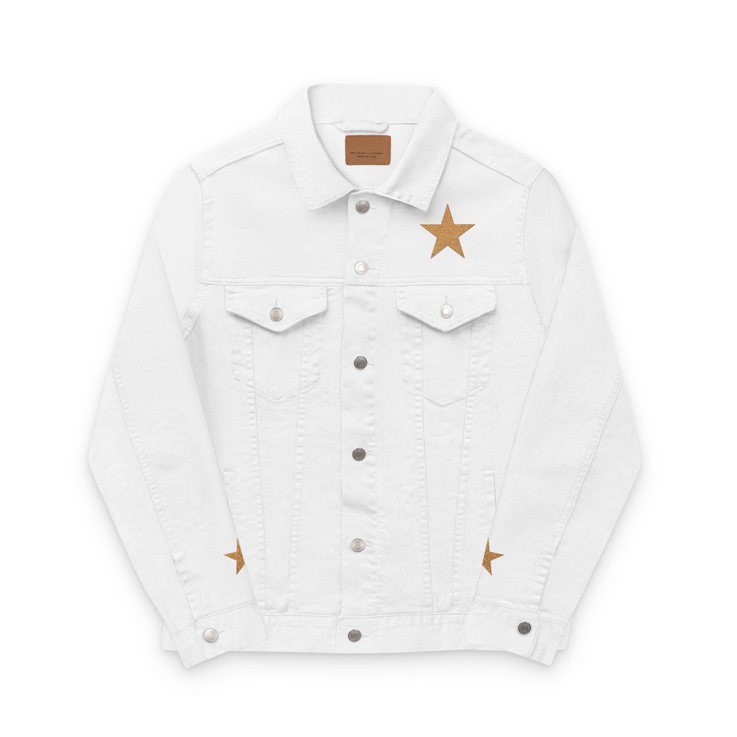 Denim Jacket Starry Embroidered Unisex by Mariu del Campo.
