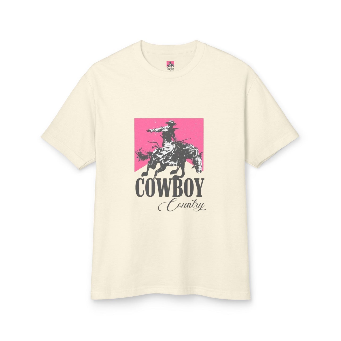 T-Shirt Unisex Cotton CowBoy by Mariu del Campo — faded cream option front view