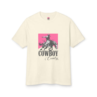T-Shirt Unisex Cotton CowBoy by Mariu del Campo — faded cream option front view