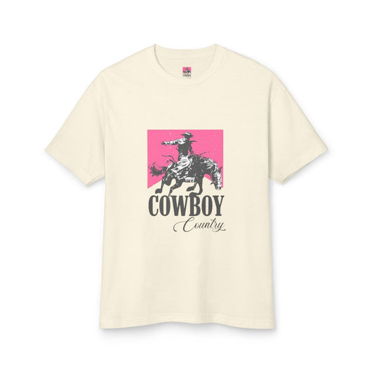 T-Shirt Unisex Cotton CowBoy by Mariu del Campo — faded cream option front view