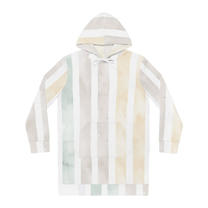 Hoodie Dress Cozy Striped Women's by Mariu del Campo — back view full stripes
