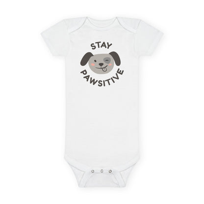 Baby Bodysuit Unisex Short Sleeve Stay Pawsitive — by Mariu del Campo