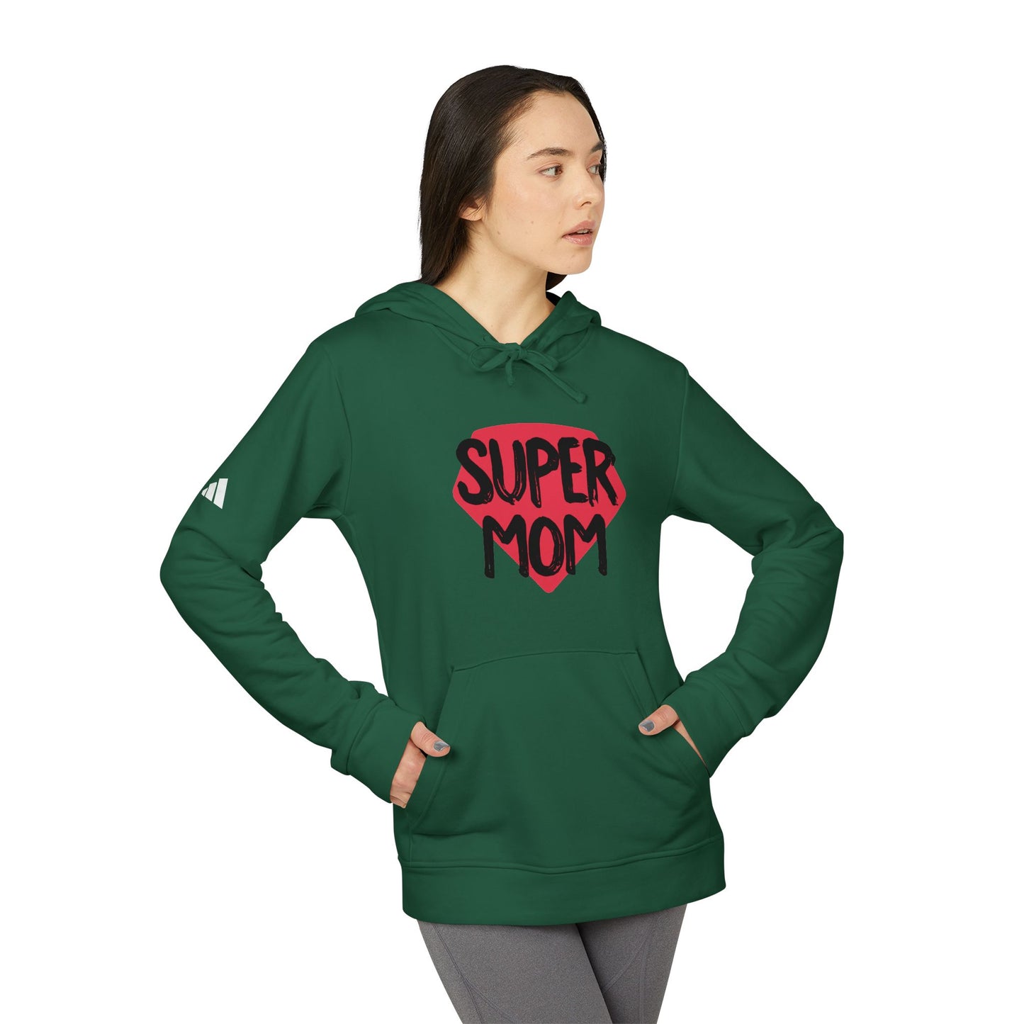adidas® Unisex Fleece Hoodie Super Mom by Mariu del Campo.