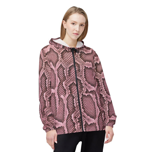 Jacket Windbreaker pink reptile by Mariu del Campo.
