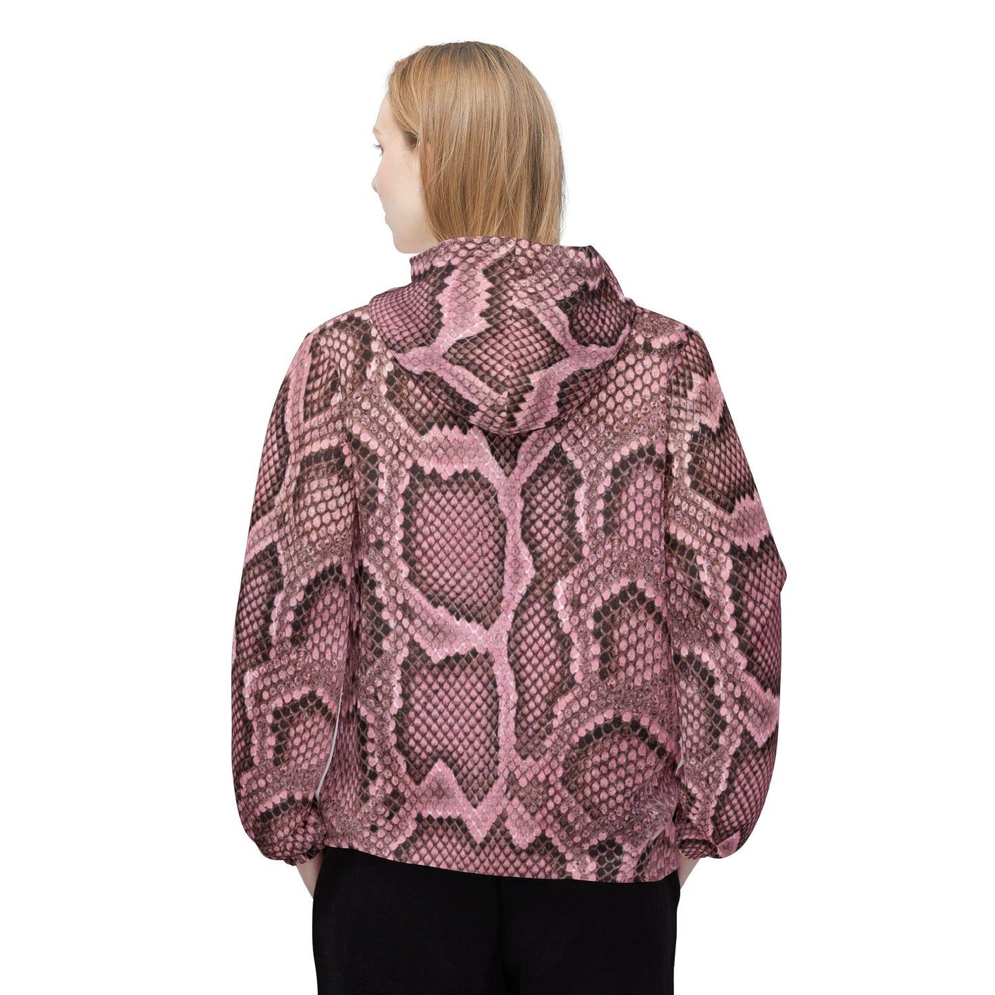 Jacket Windbreaker pink reptile by Mariu del Campo.