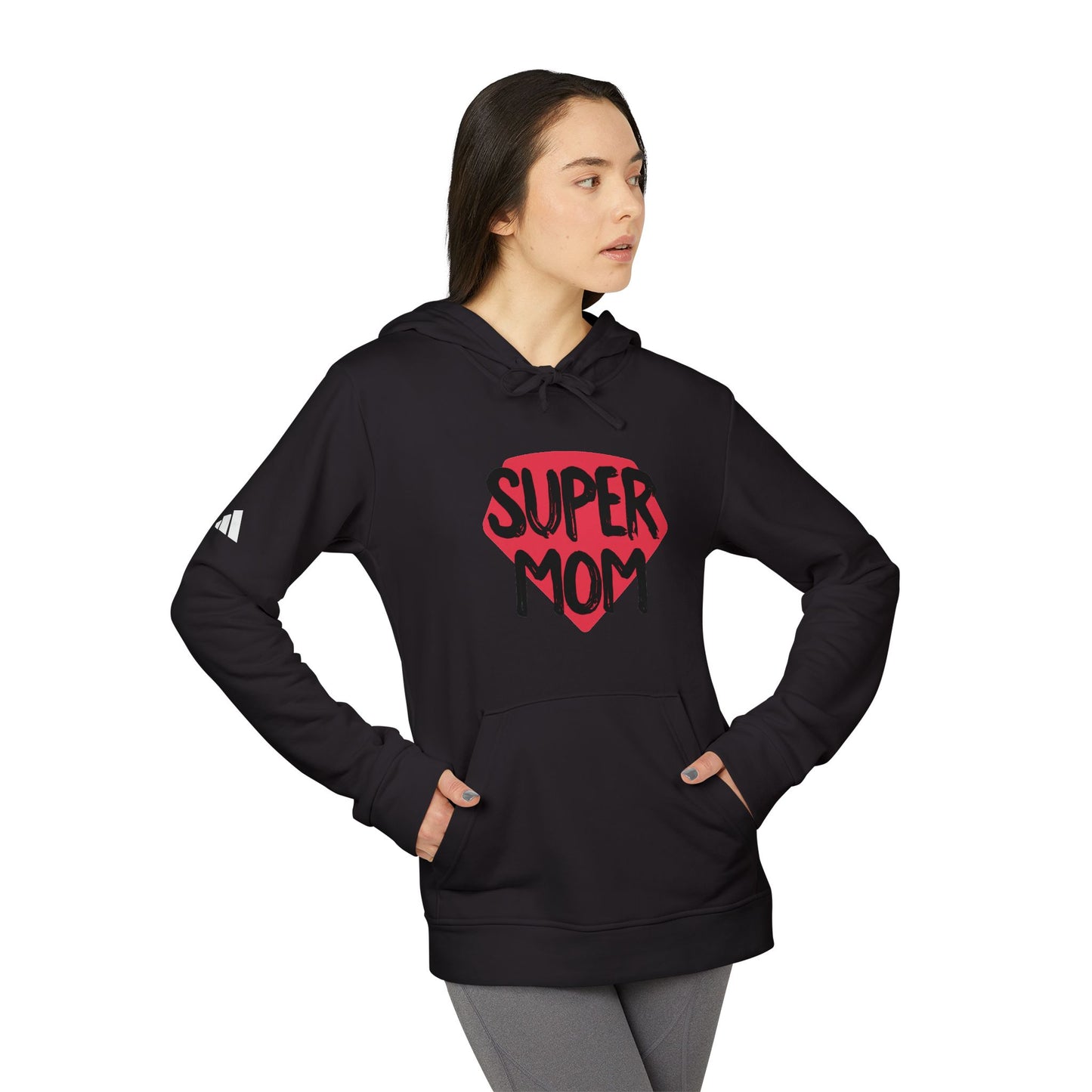 adidas® Unisex Fleece Hoodie Super Mom by Mariu del Campo.