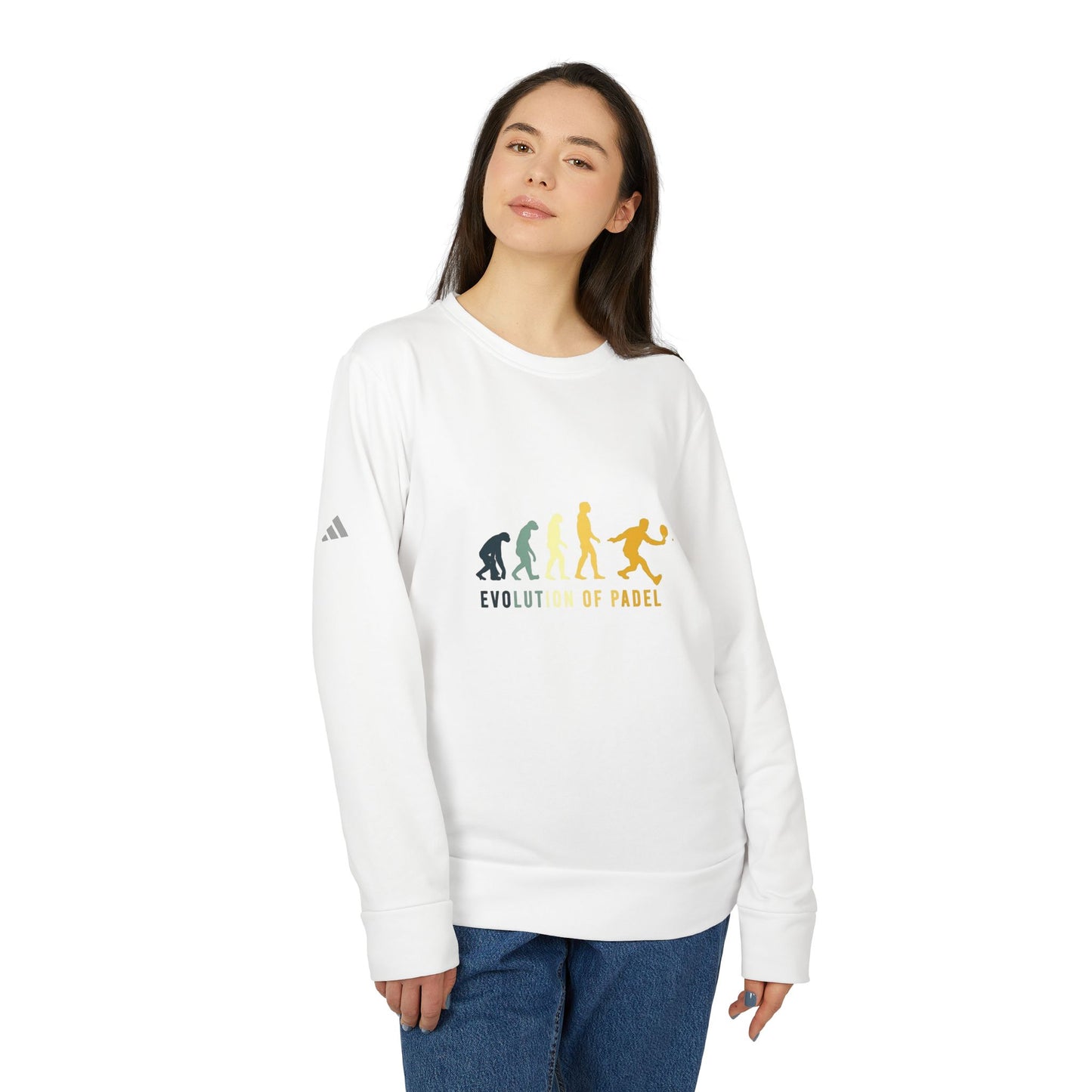 adidas® Unisex Fleece Crewneck Evolution of Padel — by Mariu del Campo