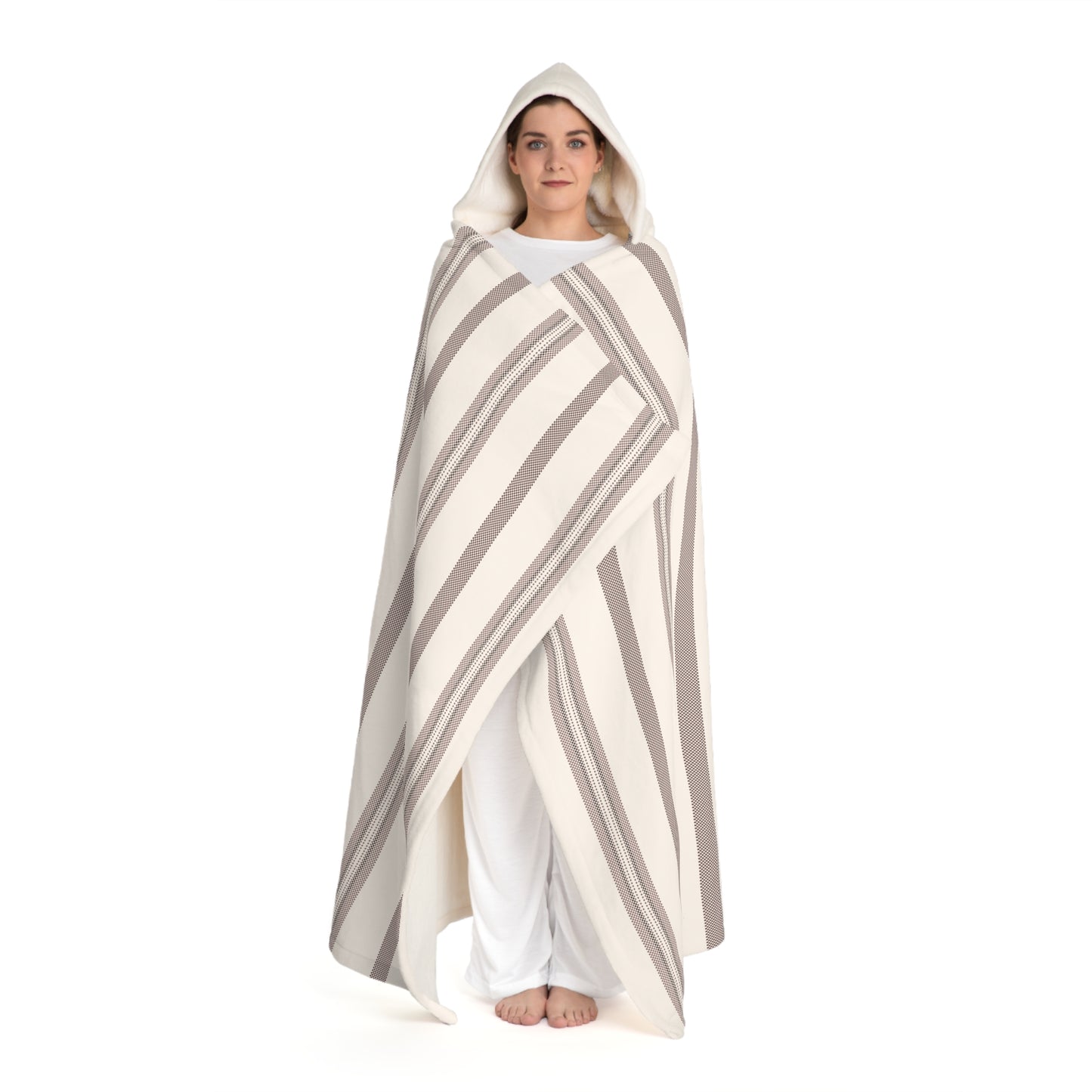 Hooded Sherpa Blanket Striped by Mariu del Campo.