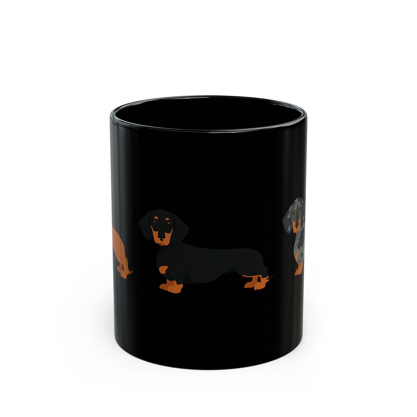 Mug Dachshund Pattern Coffee by Mariu del Campo — lifestyle with coffee