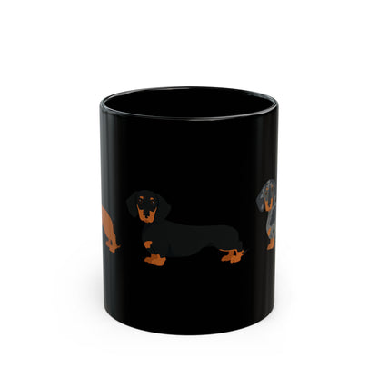 Mug Dachshund Pattern Coffee by Mariu del Campo — lifestyle with coffee