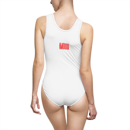 Swimsuit Women's One-Piece with Bold Red AMOOOR by Mariu del Campo.