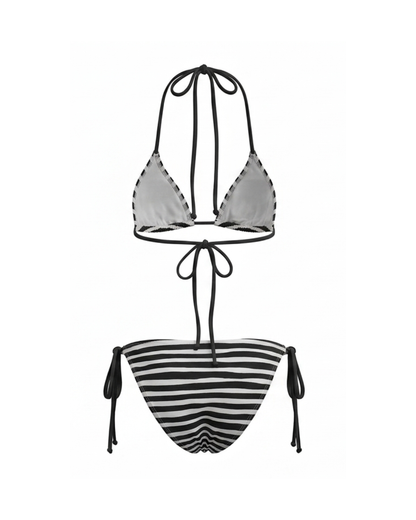 Swimsuit Women's Bikini Black Striped — by Mariu del Campo