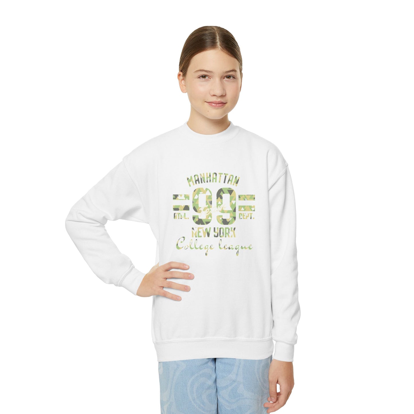 Sweatshirt Youth Crewneck Manhattan by Mariu del Campo — front view maroon