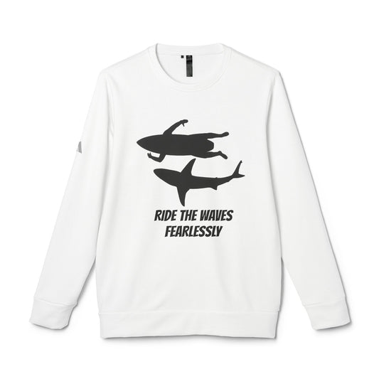 adidas® Unisex Fleece Crewneck Sweatshirt Ride the Waves Fearlessly by Mariu del Campo.