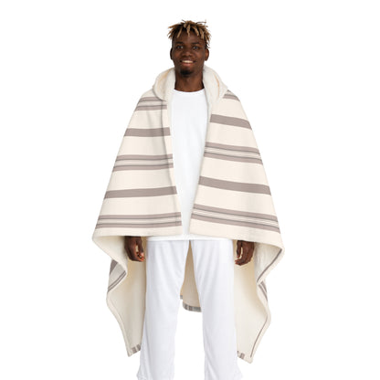 Blanket Hooded Sherpa Striped by Mariu del Campo — cream front view
