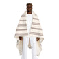 Blanket Hooded Sherpa Striped by Mariu del Campo — cream front view