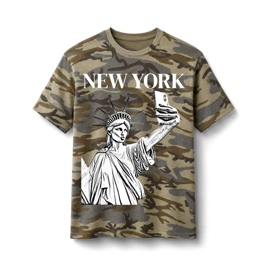 Camo 'New York' Statue of Liberty Tee by Mariu del Campo
