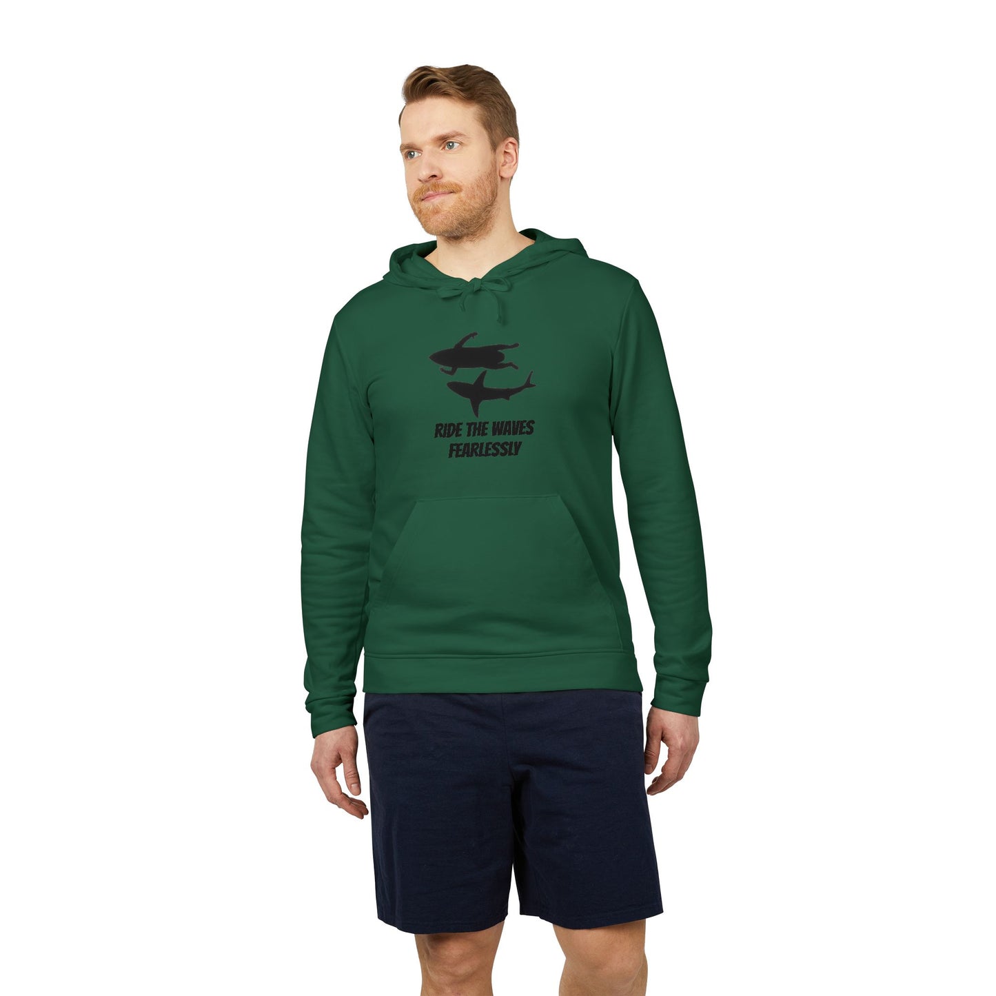adidas® Unisex Fleece Hoodie Ride the Waves Fearlessly — by Mariu del Campo