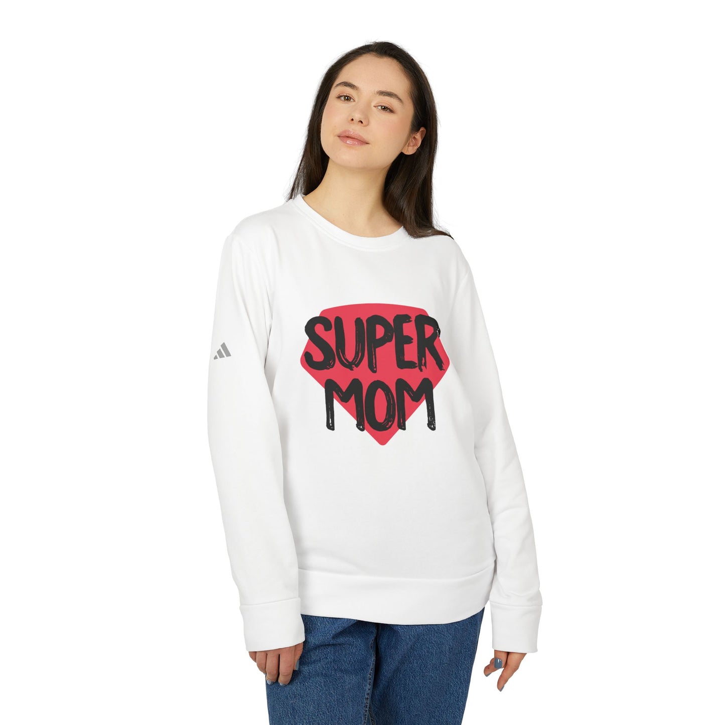 adidas® Unisex Fleece Crewneck Sweatshirt Super Mom — by Mariu del Campo