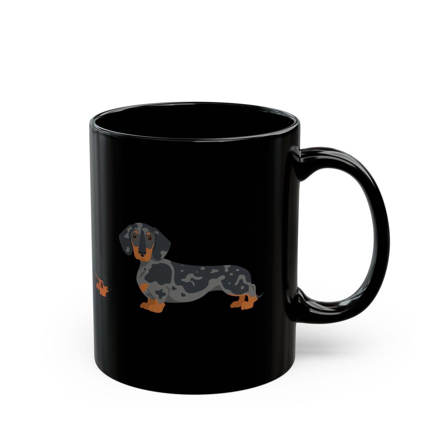 Mug Dachshund Pattern Coffee by Mariu del Campo — 11oz black mug front view