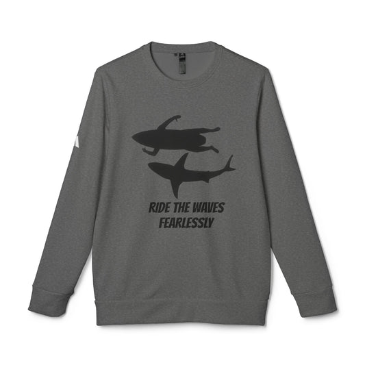 adidas® Unisex Fleece Crewneck Ride the Waves Fearlessly — by Mariu del Campo