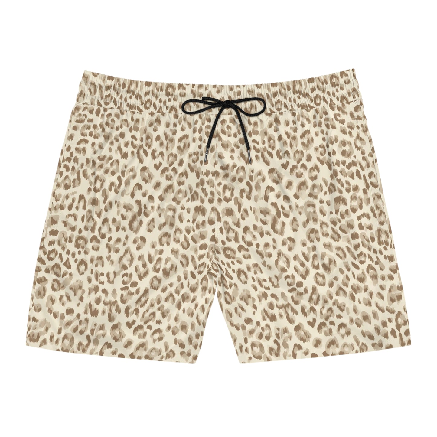 Swim Shorts Unisex Leopard Print by Mariu del Campo — white drawstring option