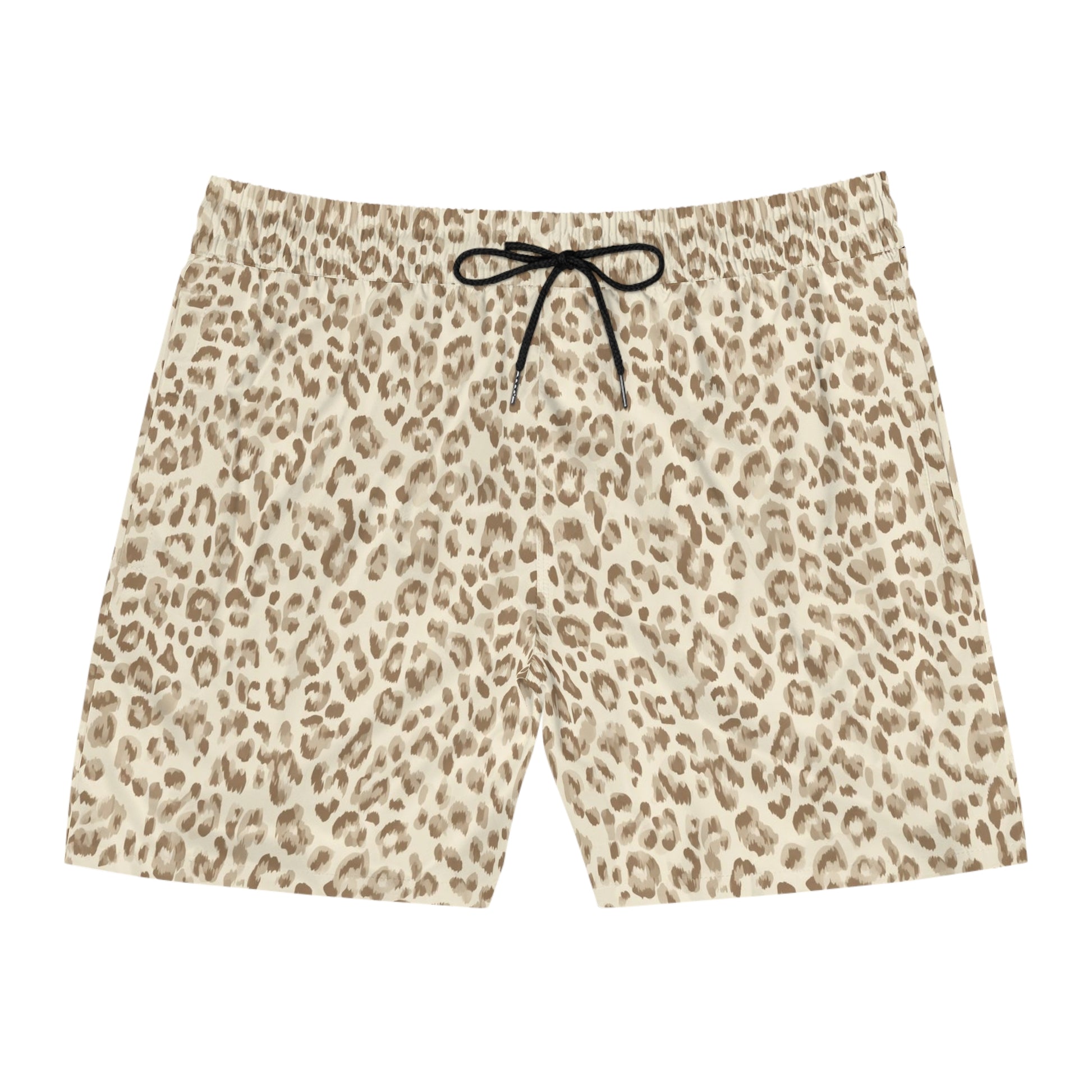 Swim Shorts Unisex Leopard Print by Mariu del Campo — white drawstring option