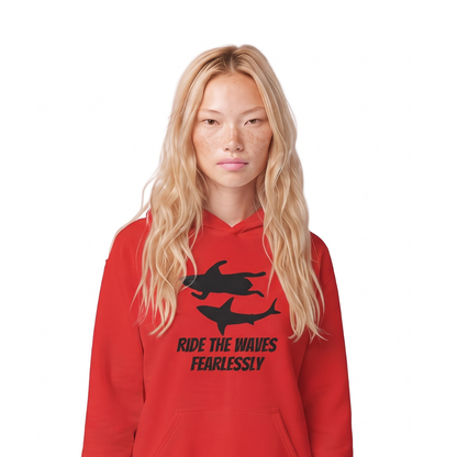adidas® Unisex Fleece Hoodie Ride the Waves Fearlessly — by Mariu del Campo