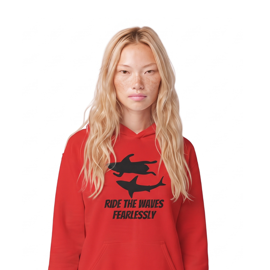 adidas® Unisex Fleece Hoodie Ride the Waves Fearlessly — by Mariu del Campo
