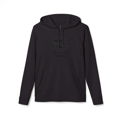 adidas® Unisex Fleece Hoodie Ride the Waves Fearlessly — by Mariu del Campo