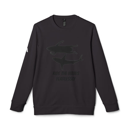 adidas® Unisex Fleece Crewneck Ride the Waves Fearlessly — by Mariu del Campo