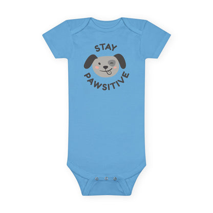 Baby Bodysuit Unisex Short Sleeve Stay Pawsitive — by Mariu del Campo