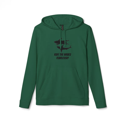 adidas® Unisex Fleece Hoodie Ride the Waves Fearlessly — by Mariu del Campo