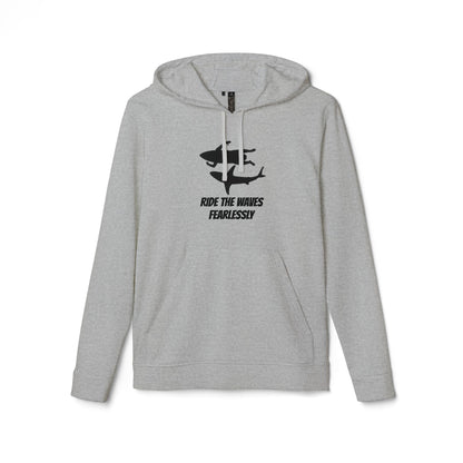 adidas® Unisex Fleece Hoodie Ride the Waves Fearlessly — by Mariu del Campo