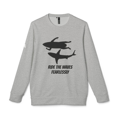 adidas® Unisex Fleece Crewneck Ride the Waves Fearlessly — by Mariu del Campo