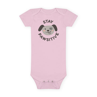 Baby Bodysuit Unisex Short Sleeve Stay Pawsitive — by Mariu del Campo