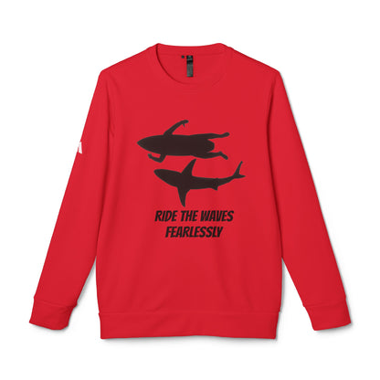 adidas® Unisex Fleece Crewneck Ride the Waves Fearlessly — by Mariu del Campo