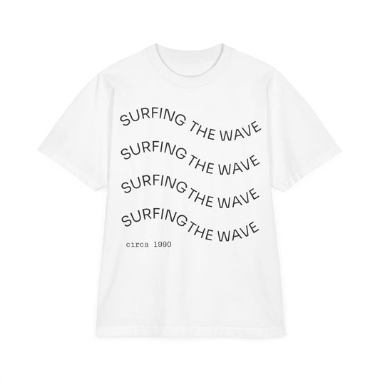 T-Shirt Surfing Wave Unisex Vintage Drop Shoulder — by Mariu del Campo