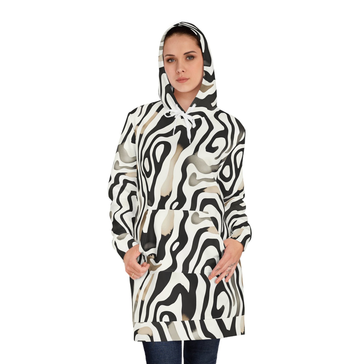 Hoodie Dress African Wild Women's by Mariu del Campo. - Mariu del Campo