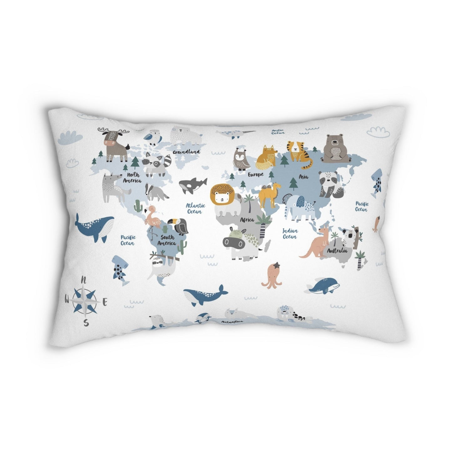 Pillow Spun Polyester Lumbar animal world by Mariu del Campo. - Mariu del Campo